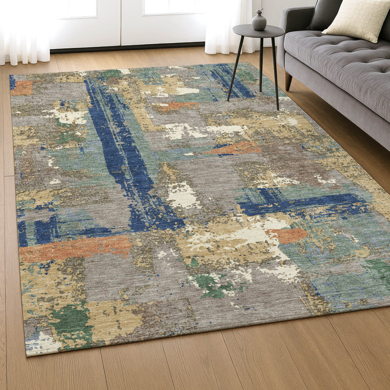 Premium Machine Washable Mayfield AMF2212 abstract Rug, 8' x 10', Taupe