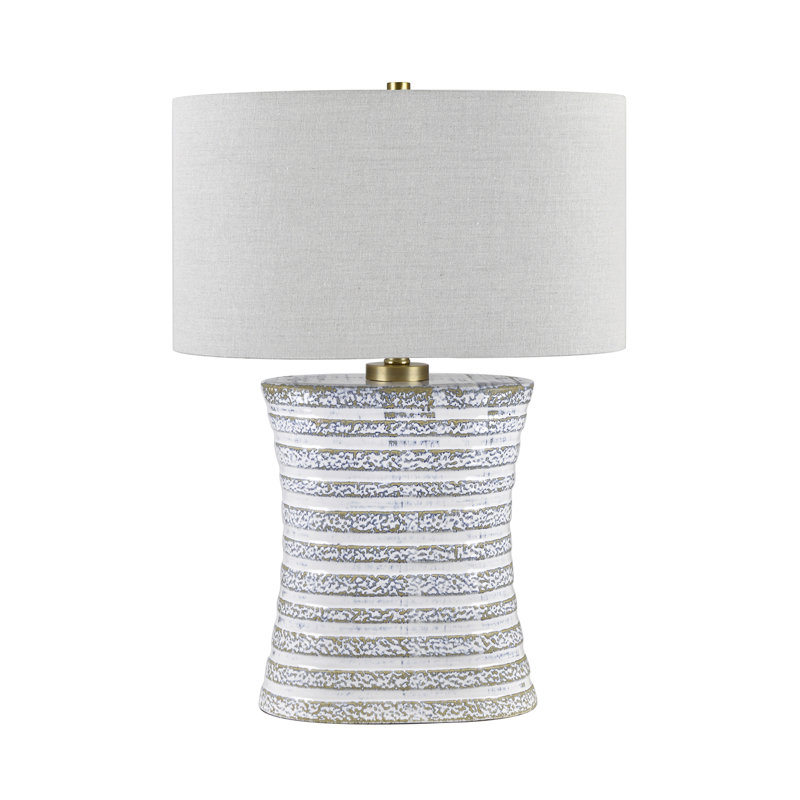 25.75" Ceramic Table Lamp With Gray Shade