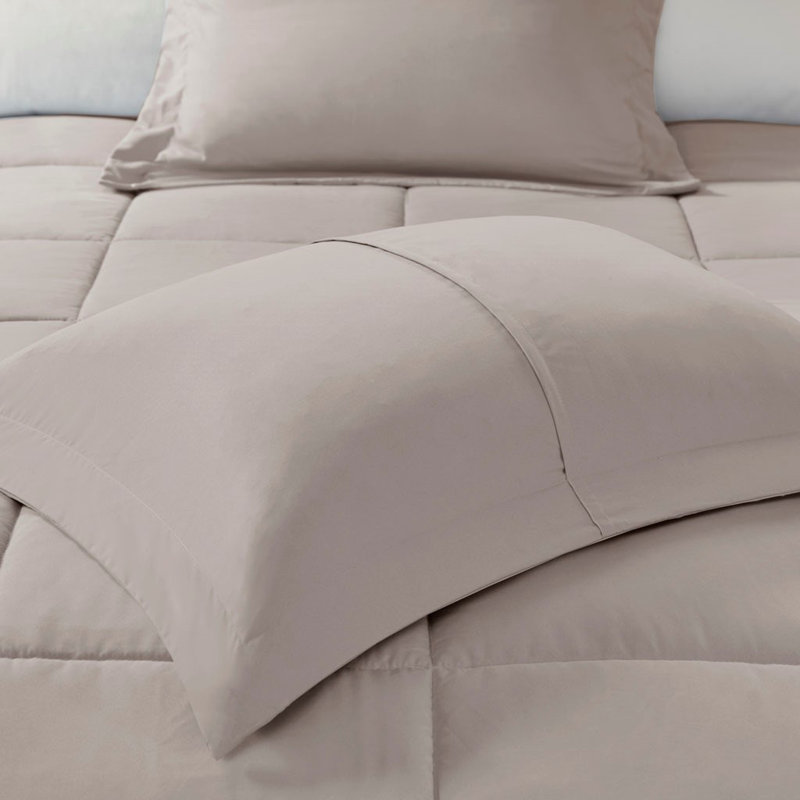 Jacquelyn Ultra Soft Solid Microcell Down Alternative Comforter Set, King/Cal King Comforter + 4 Additional Pieces, Taupe