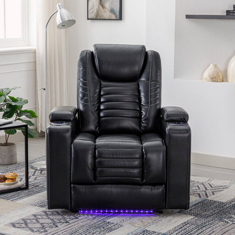 Fauteuil inclinable électrique Mykhajlo, Similicuir noir