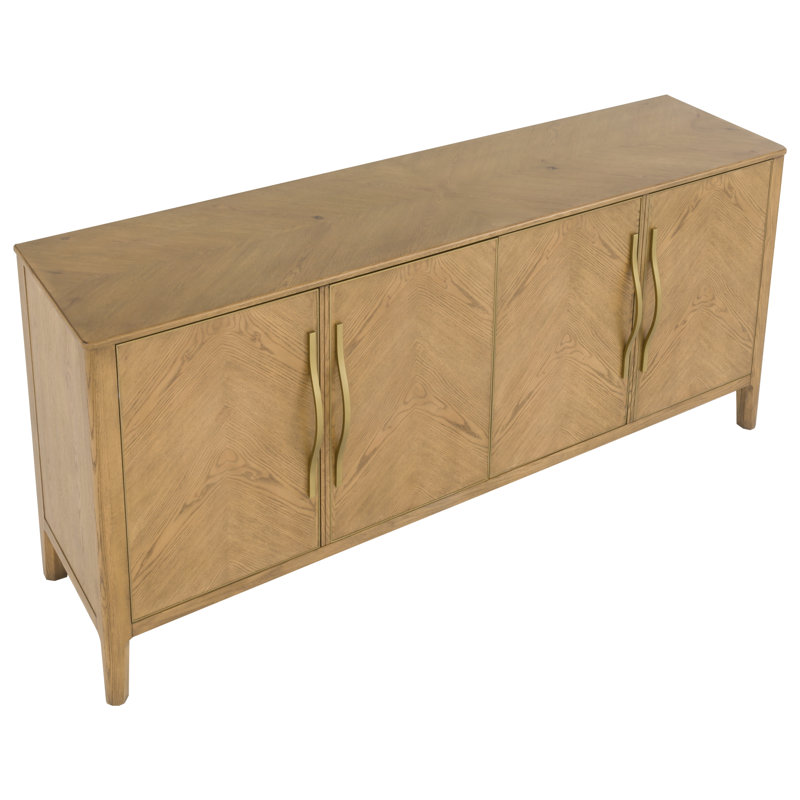 Maxwell 80'' W Solid Wood Credenza, Sunlit Oak