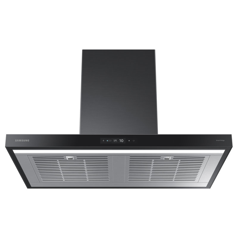 Hotte murale Bespoke de 630 pi³ / min, compatible Wi-Fi, charbon de bois foncé avec filtre à chicane et lumière inclus