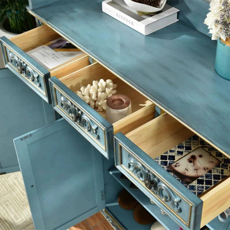 Console bleue en bois massif