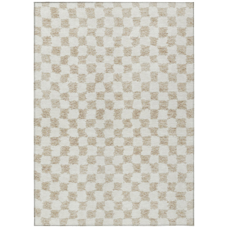 Machine Washable Indoor/Outdoor Xhevrie Beige Rug