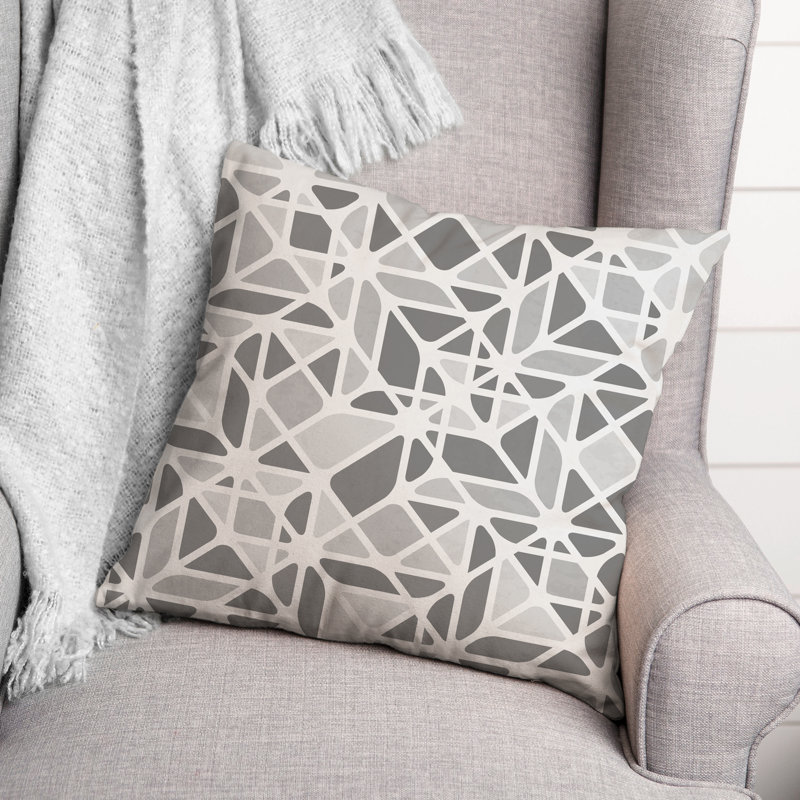 Abstract Outdoor Throw Pillow, 20" x 20", Gray