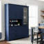 Très grand armoire de cuisine sur pied 63,3 "avec rehausse, 3 tiroirs, tablette à micro-ondes et tablettes réglables - bleu marine-121081881