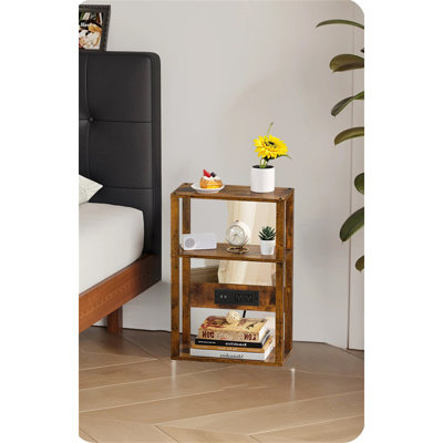 3-Tier Narrow Side Table With Charging Station – Space-Saving Slim Nightstand For Small Spaces