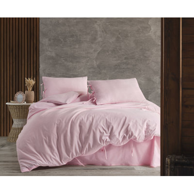 Ensemble de housse de couette avec deux taies décoratives couleur unie en polyester uni polyester 104 pi x 90 pi
