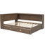 Lit de jour en bois avec tablettes de rangement, USB, DEL et lit gigogne-125082921