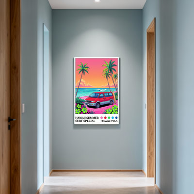 Paysage et nature Hawaii Summer Surf Special Van Beach Palm Trees Sunset