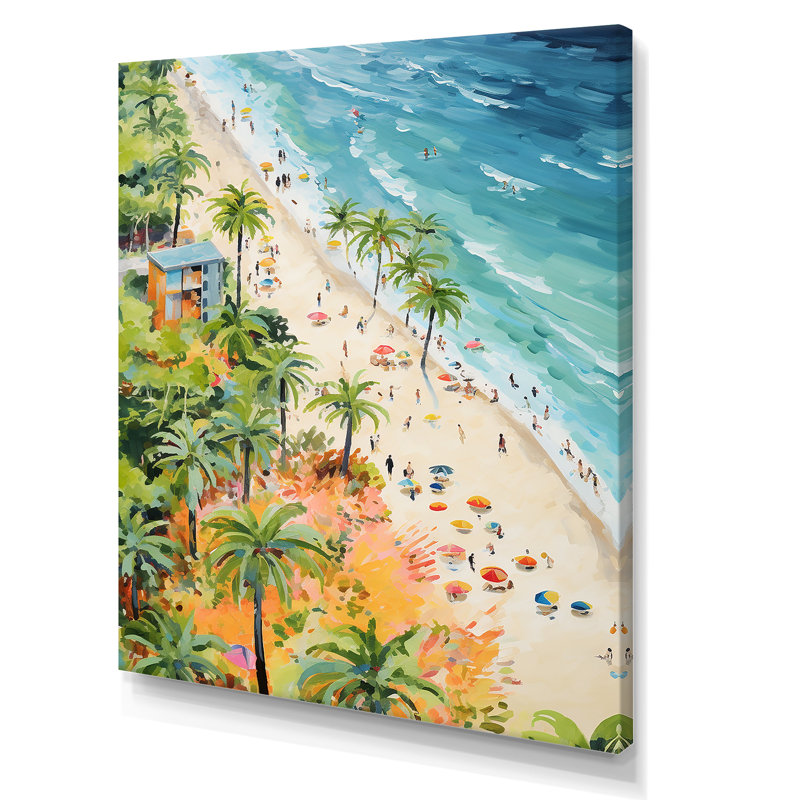 «Pastel Color Coastal Beach Scene Paradise I», art mural plage, Toile tendue, H 32 po x l 24 po x P 1 po