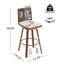 Tabouret de bar pivotant rembourré avec dossier, chaise de bar à hauteur de comptoir moderne avec structure en métal