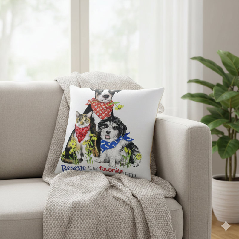 Pillow - Animal Rescue - 18x18