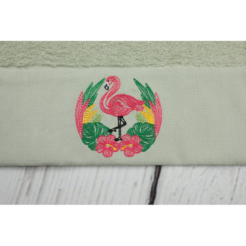 Serviette 100% coton Benvenuta, Vert / rose / jaune