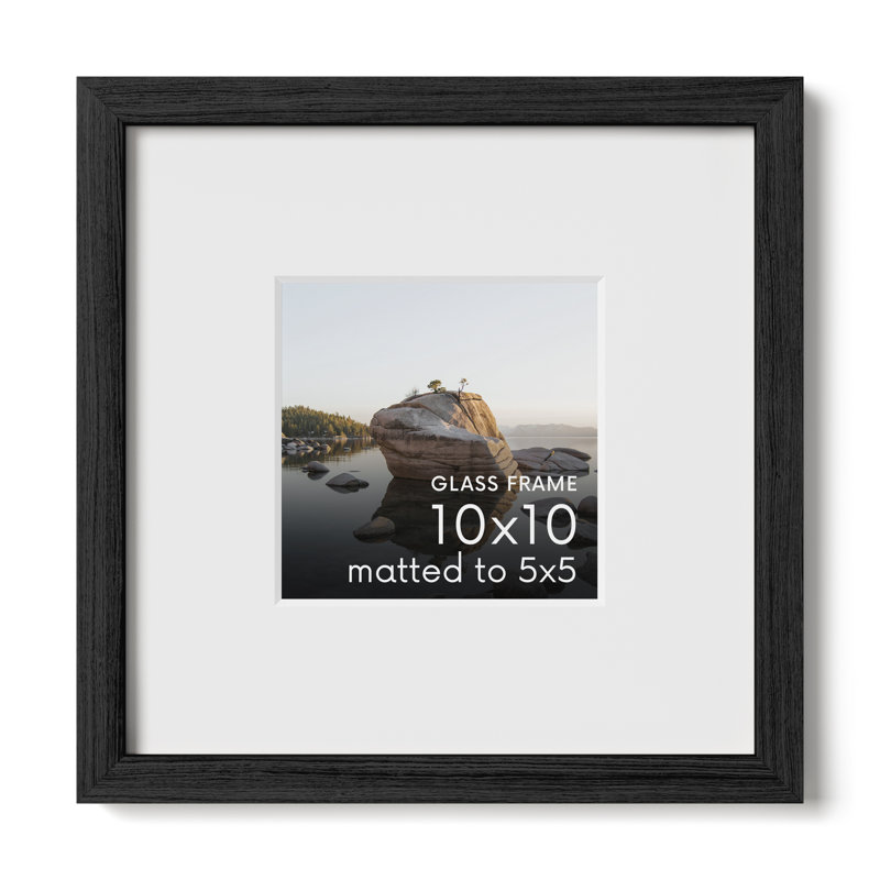 Cadre photo en bois massif avec verre, Noir, L 10 po x H 10 po