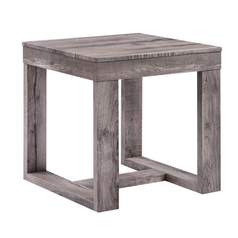 Table de bout en bois rustique au fini brun-gris brun clair, décor de salon contemporain brun clair