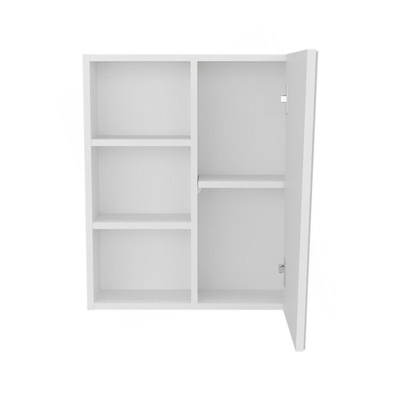 Medicine Cabinet, 1 Door, 5 Shelves, 1 Mirror, White