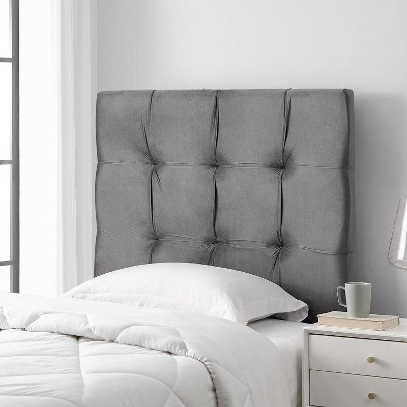 Mo' Classic College Headboard With Legs - Plush Velvet White, Gray