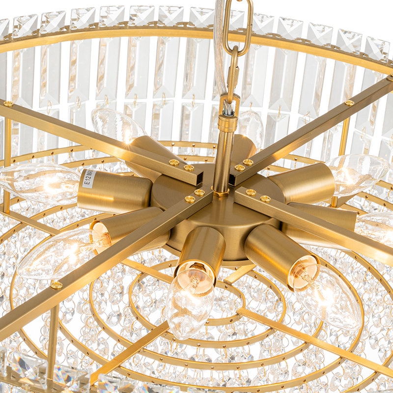 8 - Light Chandelier with Crystal Accents, Brushed Gold