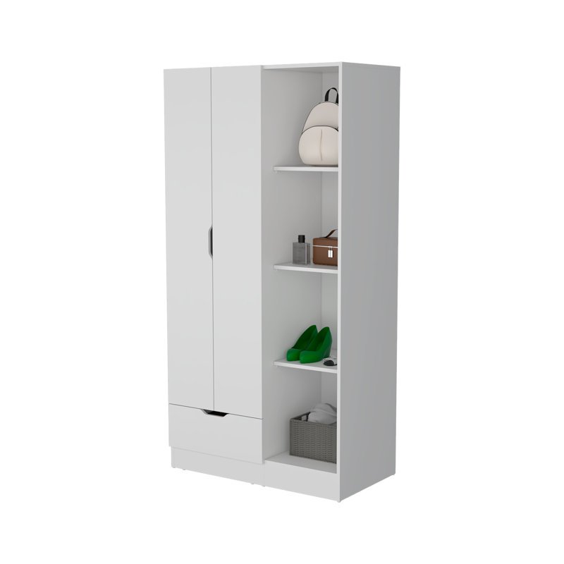 Armoire 2 portes avec compartiment ouvert, Blanc