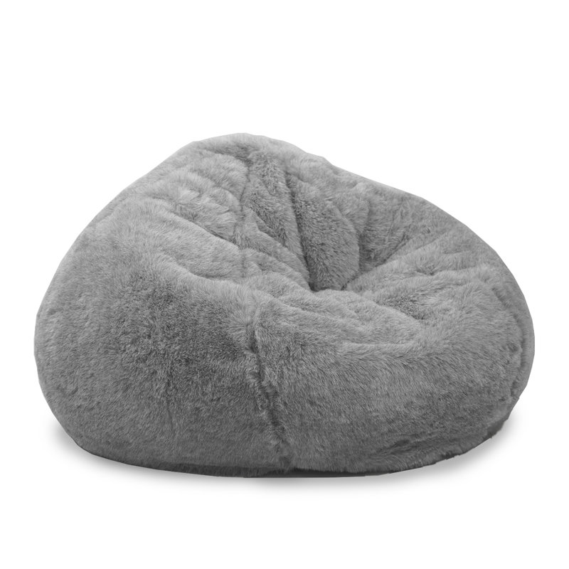 rucomfy Large Faux Fur Beanbag, Grey