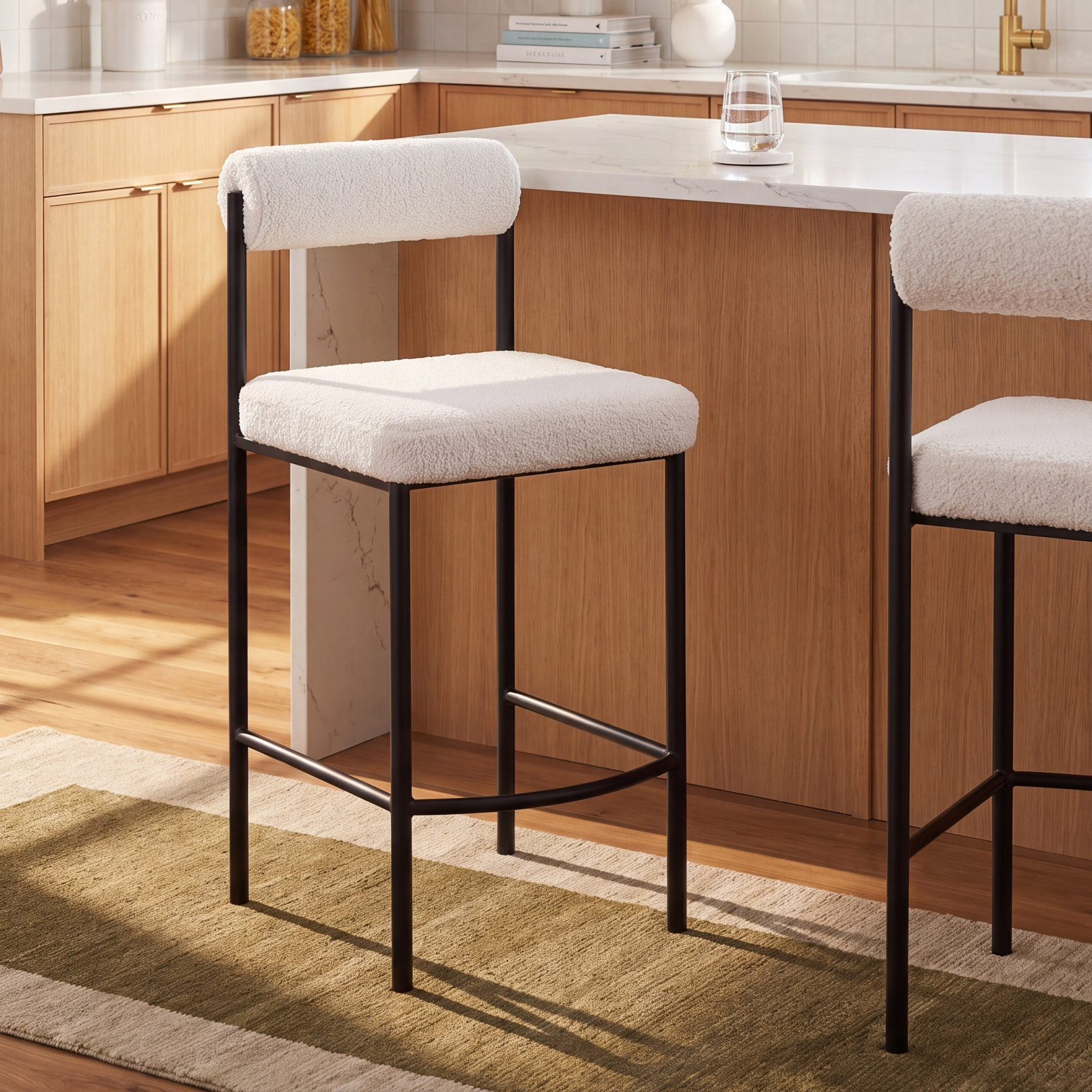 Livorno Bar and Counter Stool, Counter Stool (26" Seat Height), White, Black