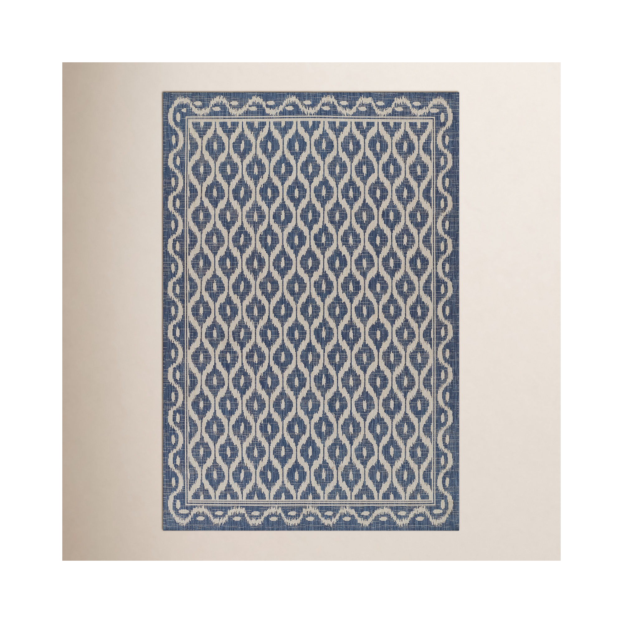 Susanna Blue/Beige Indoor/Outdoor Rug, Rectangle 2' x 3'