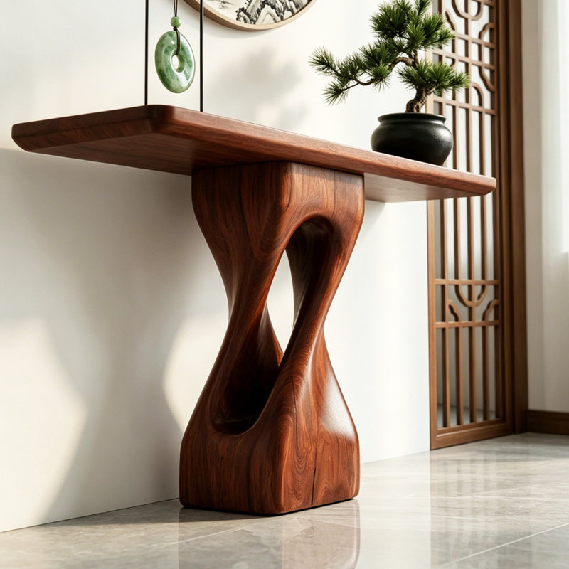 Console simple de style chinois, 29.5" H x 70.9" W x 13.8" D