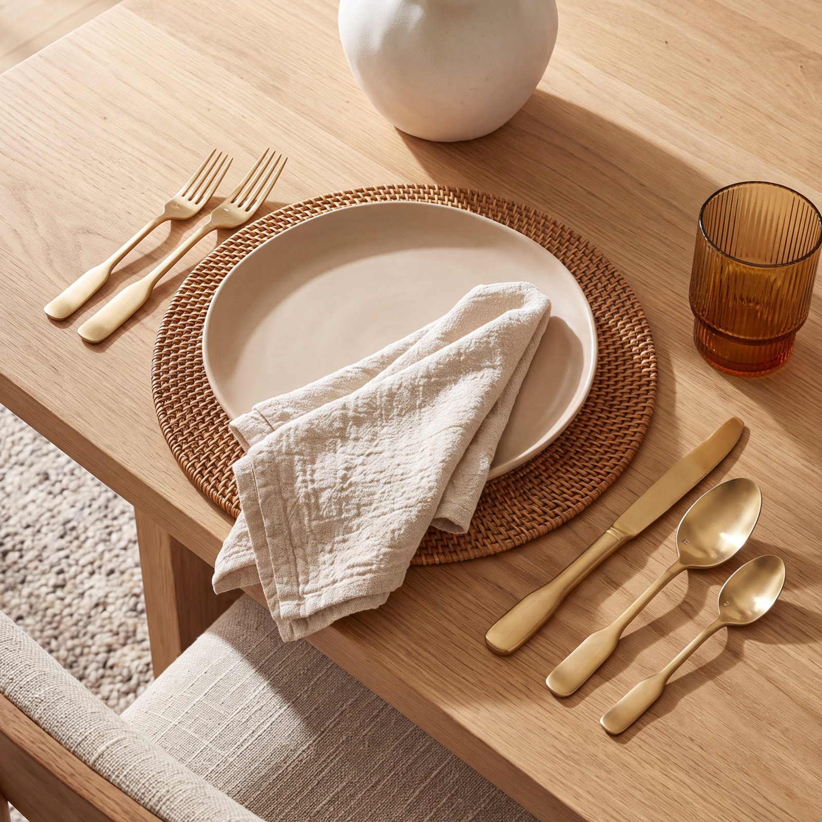 Ashton Stainless Steel Flatware Set - Service for 4, Brushed Gold