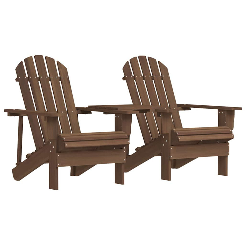 Pittsburg Solid Wood Adirondack Chair with Table, Brown