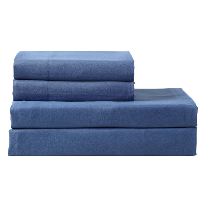 Harbor Home Solid 300-Thread Count Cotton Sheet Set, Navy, Twin
