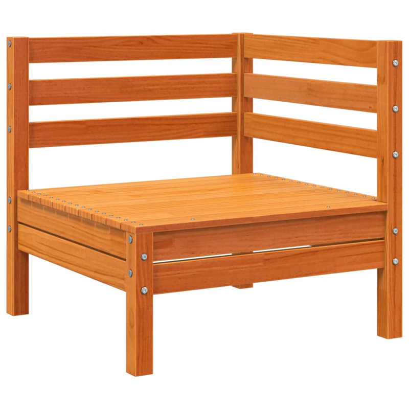 Ophelia & Co. Patio Sofa 2-Seater With Footstool Solid Wood Pine, Wax Brown