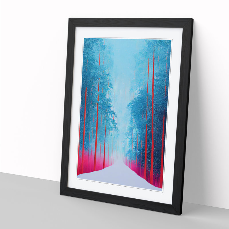 Winter Forest Contemporary - Single Picture Frame Print, Black, 64cm H x 46cm W x 2cm D