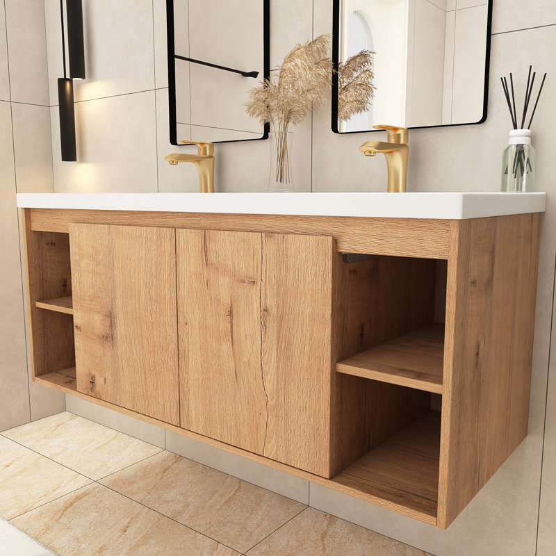 Ensemble de meuble-lavabo mural 47,6 po avec plateau en résine