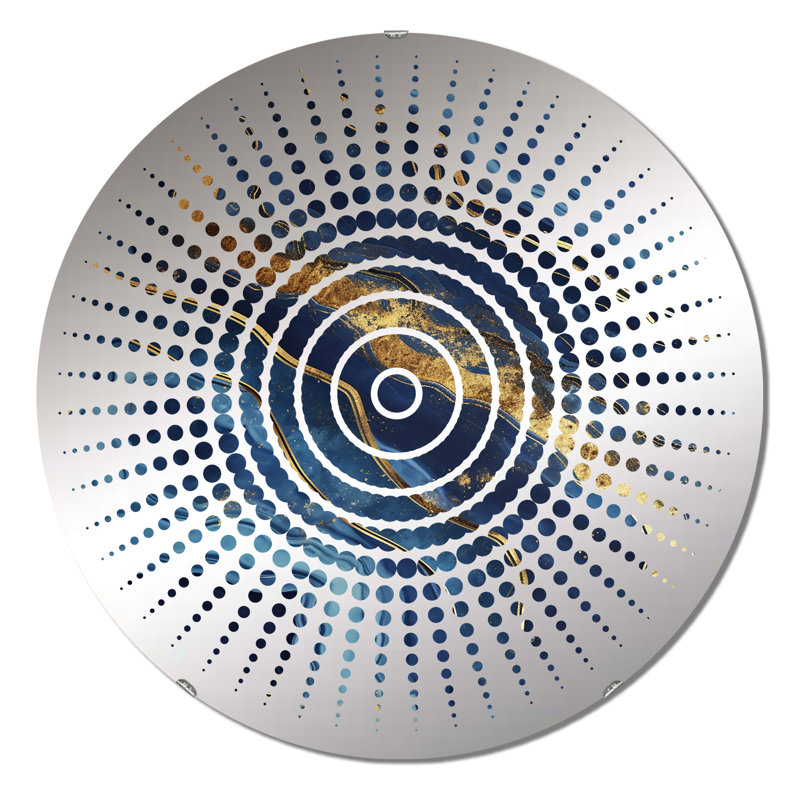 Eib - Miroir mural Sun Circles, 31,4 po x 31,4 po, Mirage de marbre abstrait bleu et or I