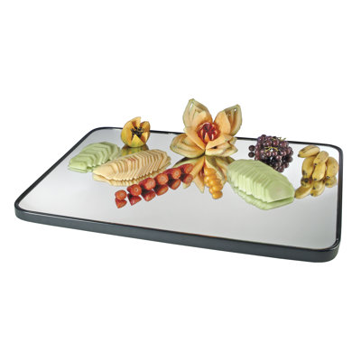 Plateau miroir rectangulaire avec bordure noire