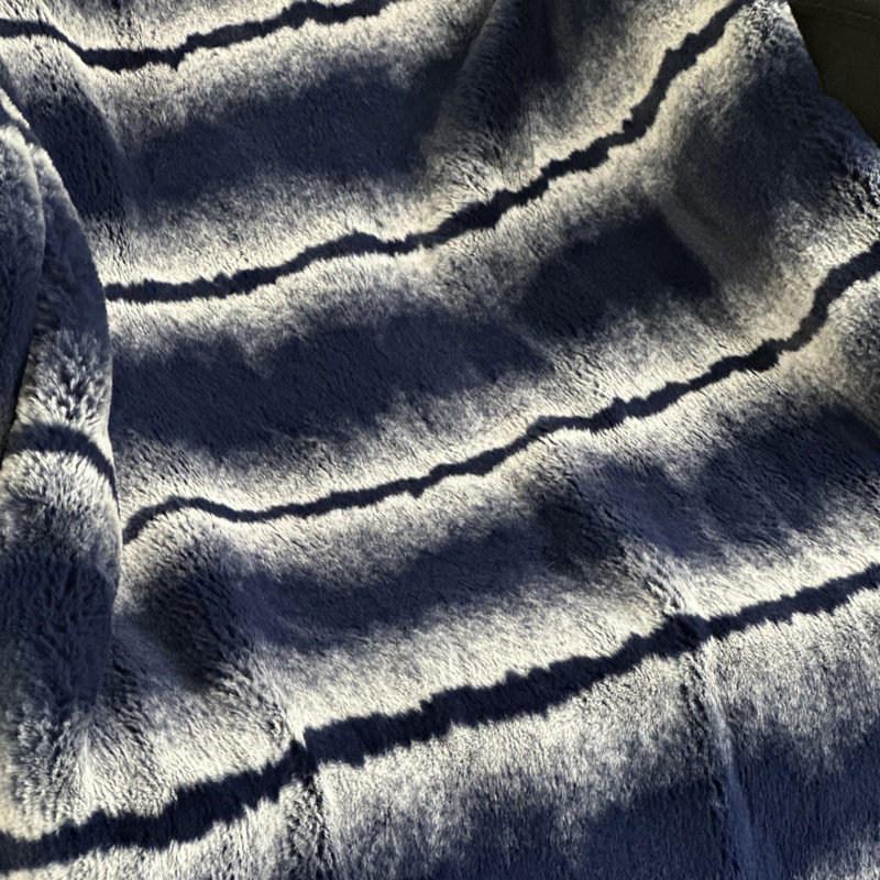 Fluffy Fields Throw Blanket, 96" W x 110" L, Navy