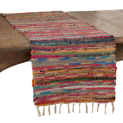 Striped Cotton Blend Table Runner