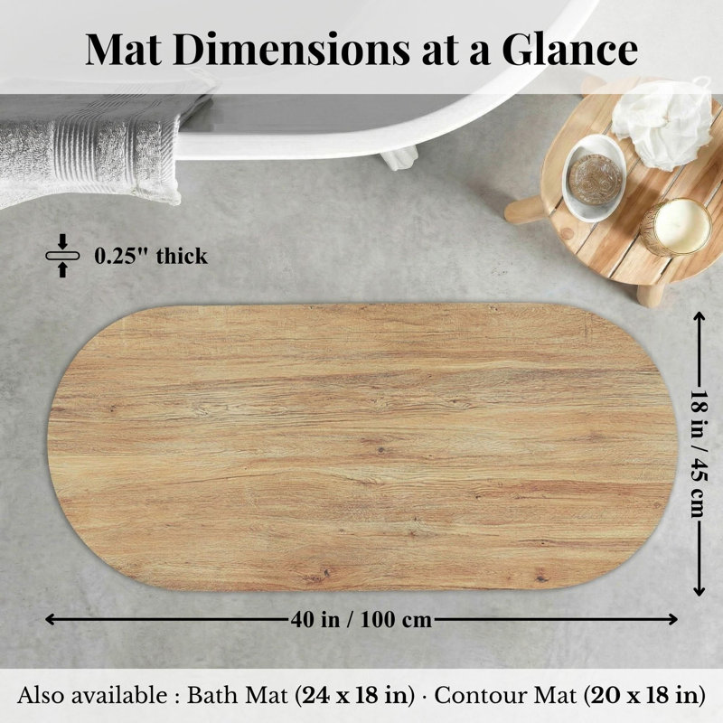 Decorative Runner Bath Mat 40x18 – Ultra Absorbent Quick Dry Rug with Anti-Slip Rubber Backing, Brown Wooden