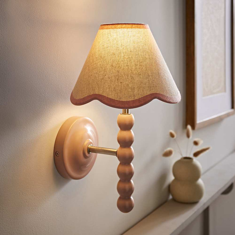 Alderic Manufactured Wood Armed Sconce, Pink, Blue, No