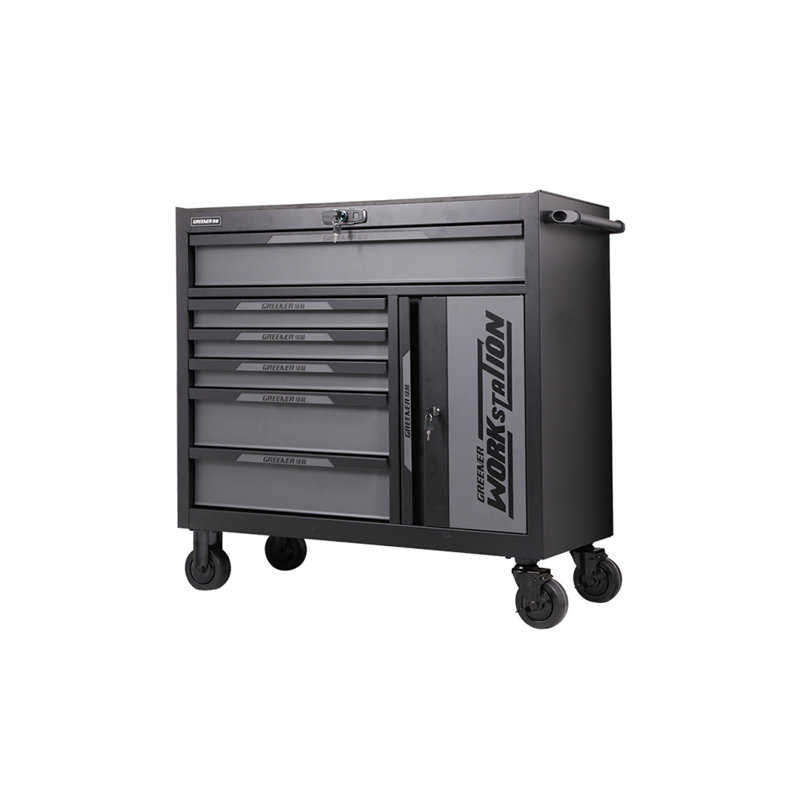 Plouffe 40.9'' W Steel Bottom Rollaway Chest with Wheels, Grey/Black