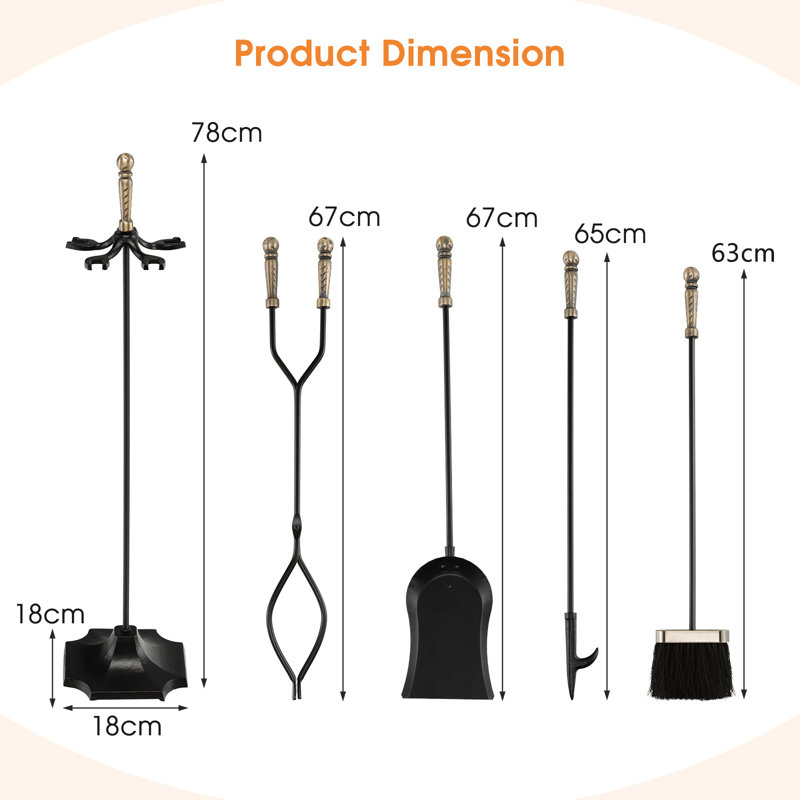 Omer Iron Fireplace Tool Set