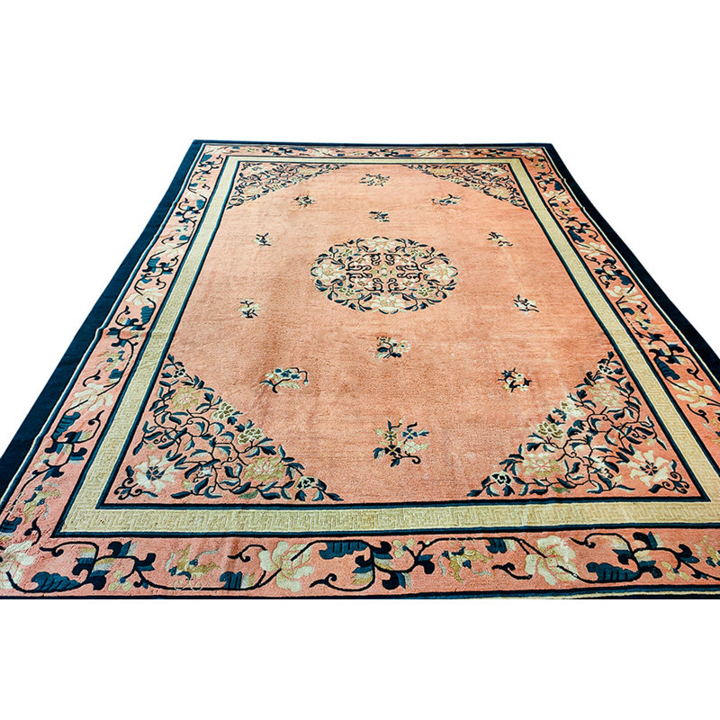 Antique Peking Room Size Wool Coral Rug