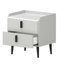 Table de chevet grise avec plateau en marbre et 2 tiroirs de rangement spacieux, table de bout à côté pour l'organisation de la chambre à coucher-1297406943-1297406941