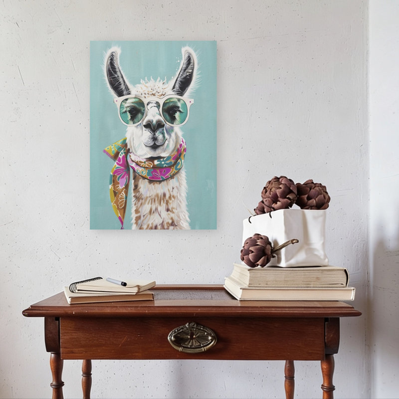 Élégant lama, art mural moderne, 24" H x 16" W