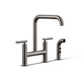 Kohler Purist® Two Handle Deck-Mounted Bridge Kitchen Sink Faucet with Pull Out Side Sprayer