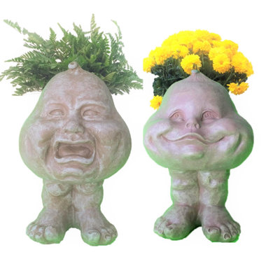Ensemble de 2 pots à fleurs Muggly's Crying Brother & Happy Baby