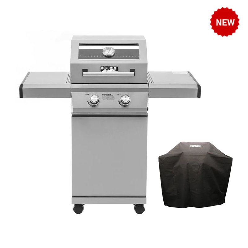 Monument Grills 14633,2-Burner Liquid Propane 24000 BTU Gas Grill with Cabinet, Stainless Steel – Perfect for Family BBQs