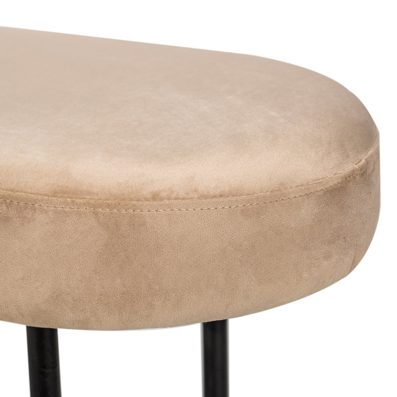 Mimi Metal Velvet Bench, Beige