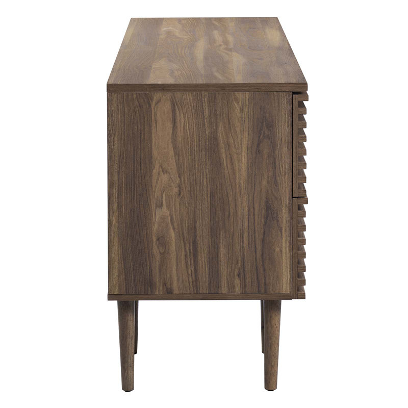 Walnut Mid-Century Modern Office Desk with Drawers and Keyboard Tray